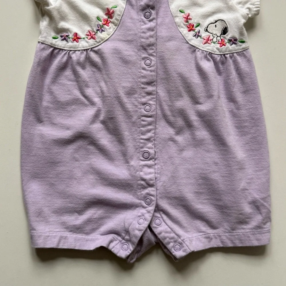 Peanuts Girls Snoopy Embroidered Romper - Size 18M - Picture 7 of 12